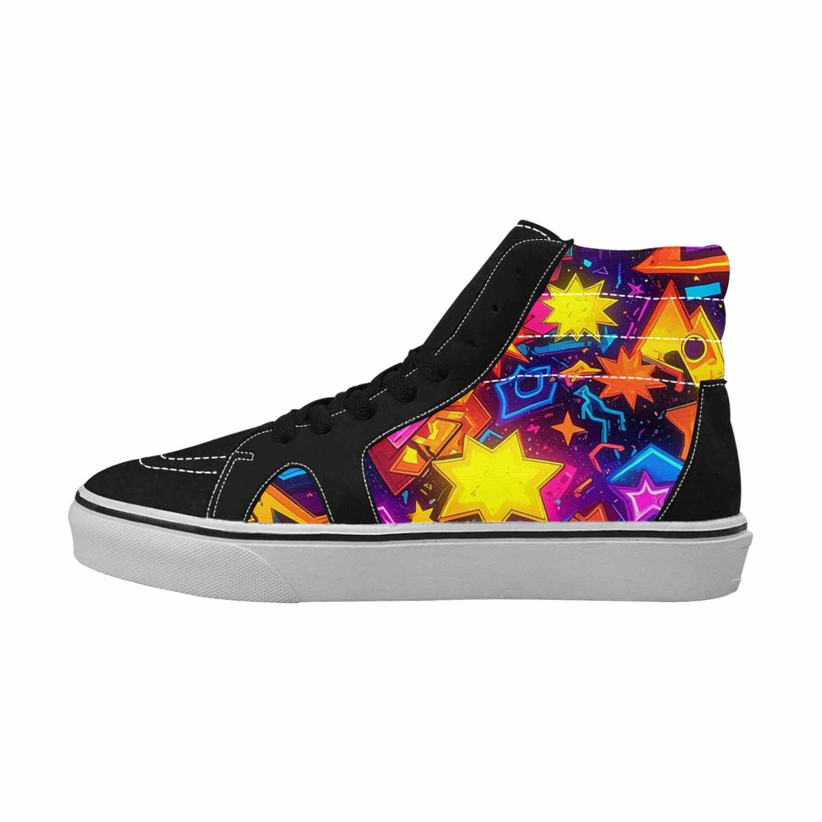 MEN'S 80s Retro Motif High Top Canvas Neon Fantasy Custom Shoes