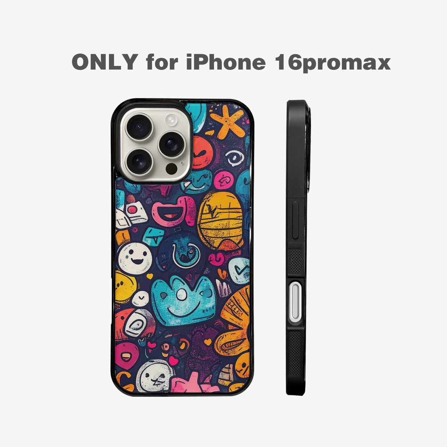 iPhone 16 Pro Max Case — Hand Drawn Icon Doodle Pattern Hundreds, Custom Print Case Cover