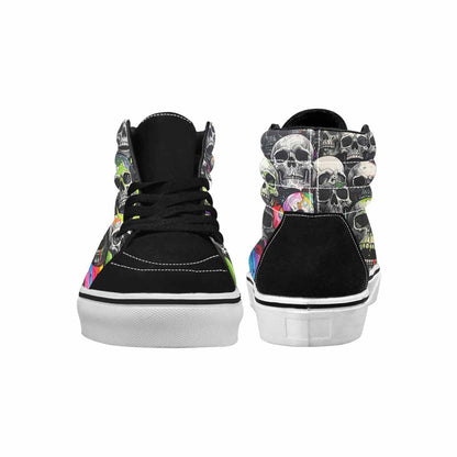WOMEN'S Skulls Black & Green Ink High Top Canvas Custom Fashion Aesthetic Custom Print Sneakers