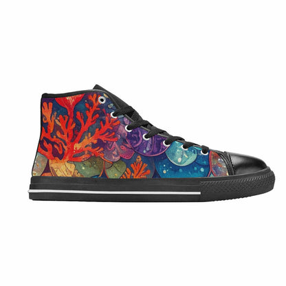 WOMEN'S Fish Scale Coral High Top Canvas Aesthetic Custom Sneakers