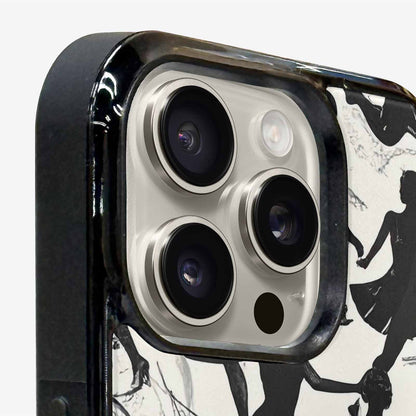 iPhone 16 Pro Max Case — Bold Dancing Figure Line Art Pattern, Unique Phone Case Design