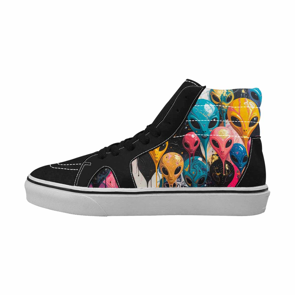MEN'S Aliens  Marble Aliens High Top Canvas Wallpaper Art Custom Sneakers