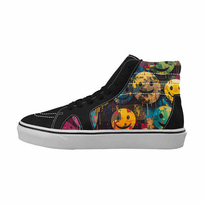 MEN'S Smiley Faces  Camo High Top Canvas Neon Fantasy Shoes