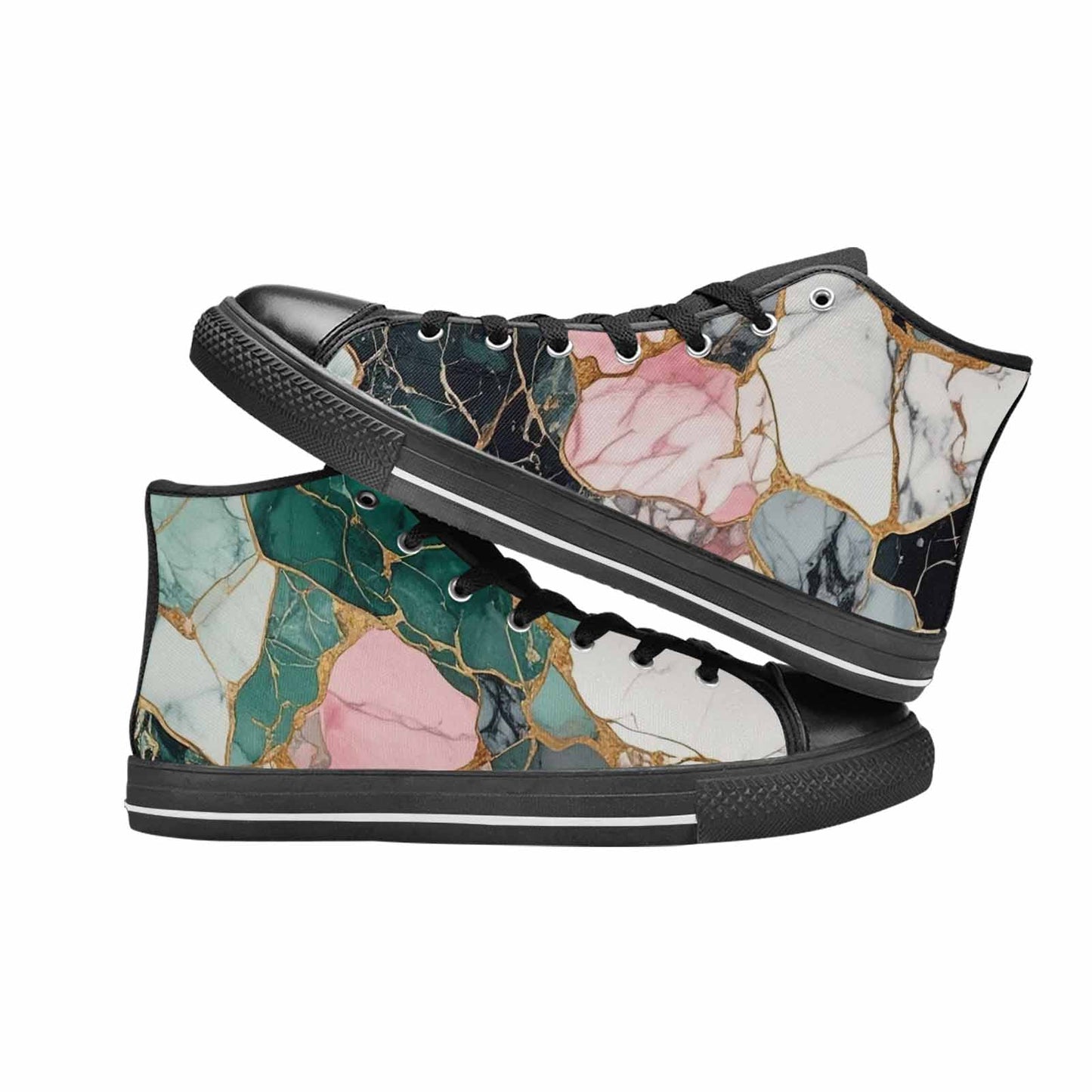 MEN'S Marble Stone Texture High Top Canvas Aesthetic Custom Sneakers