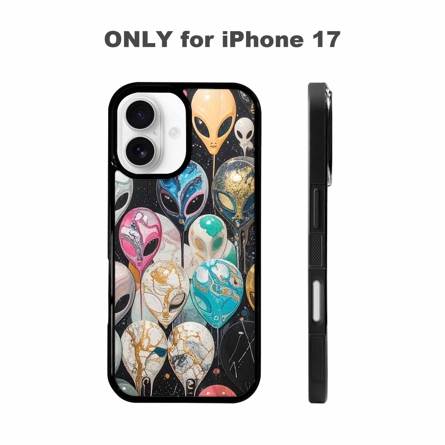 iPhone 17 Case — Aliens Marblealiens Pattern Alien Scifi, Custom Phone Case