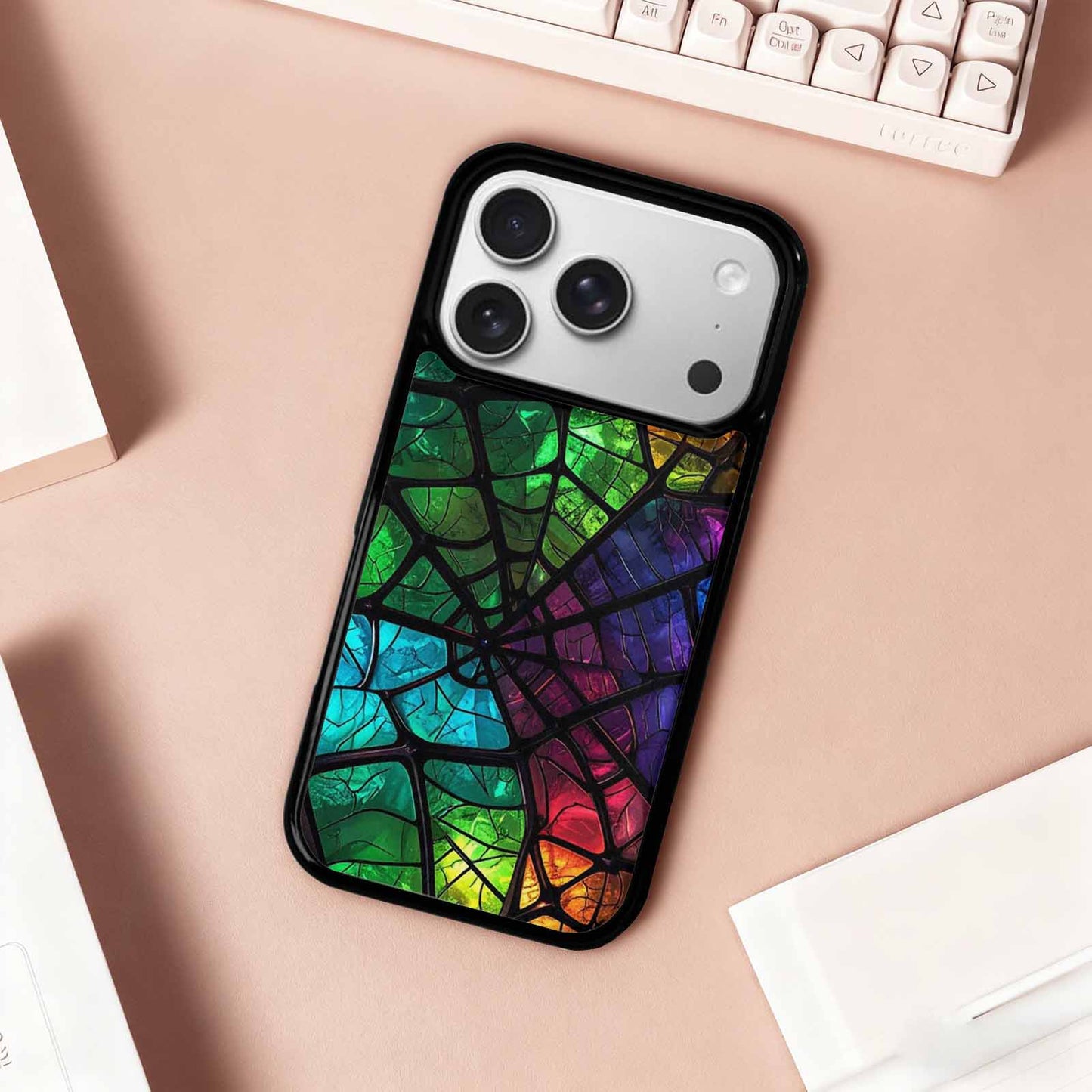 iPhone 17 Pro Case — Neon Camo Spider Web Camo, Custom Printed Phone Case