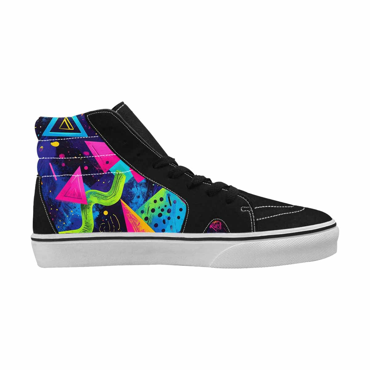 WOMEN'S Memphis Squiggles Triangles Dots High Top Canvas Aesthetic Shoes