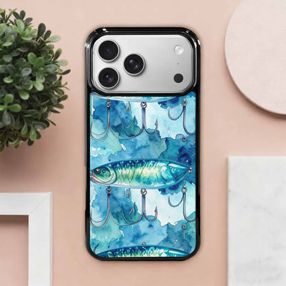 iPhone 17 Pro Max Case — Fishing Lure And Hook Watercolor Abstract, Customized Protective Case