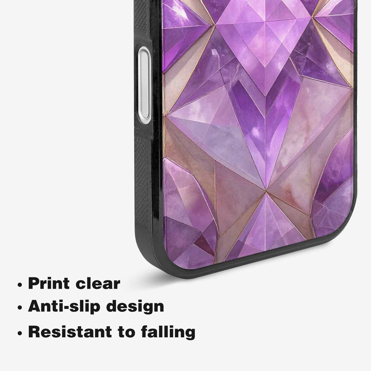 iPhone 16 Plus Case — Amethyst Crystal Art Pattern, Original Design Phone Case