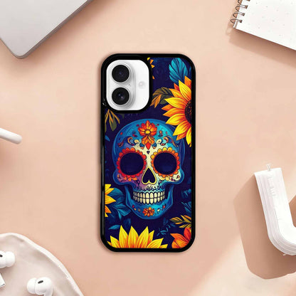 iPhone 17 Case — Sunflowers Skulls Art Seamless Gothic Skulls, Custom Art Phone Cover