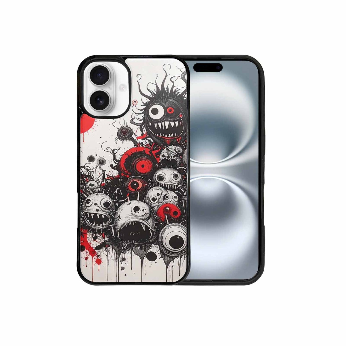iPhone 16 Plus Case — Multi Eye Monster Black Red Ink, Custom Art Phone Cover