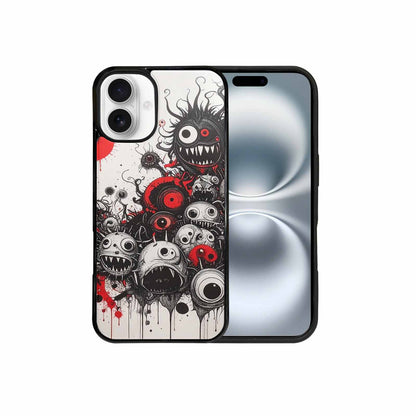 iPhone 16 Plus Case — Multi Eye Monster Black Red Ink, Custom Art Phone Cover