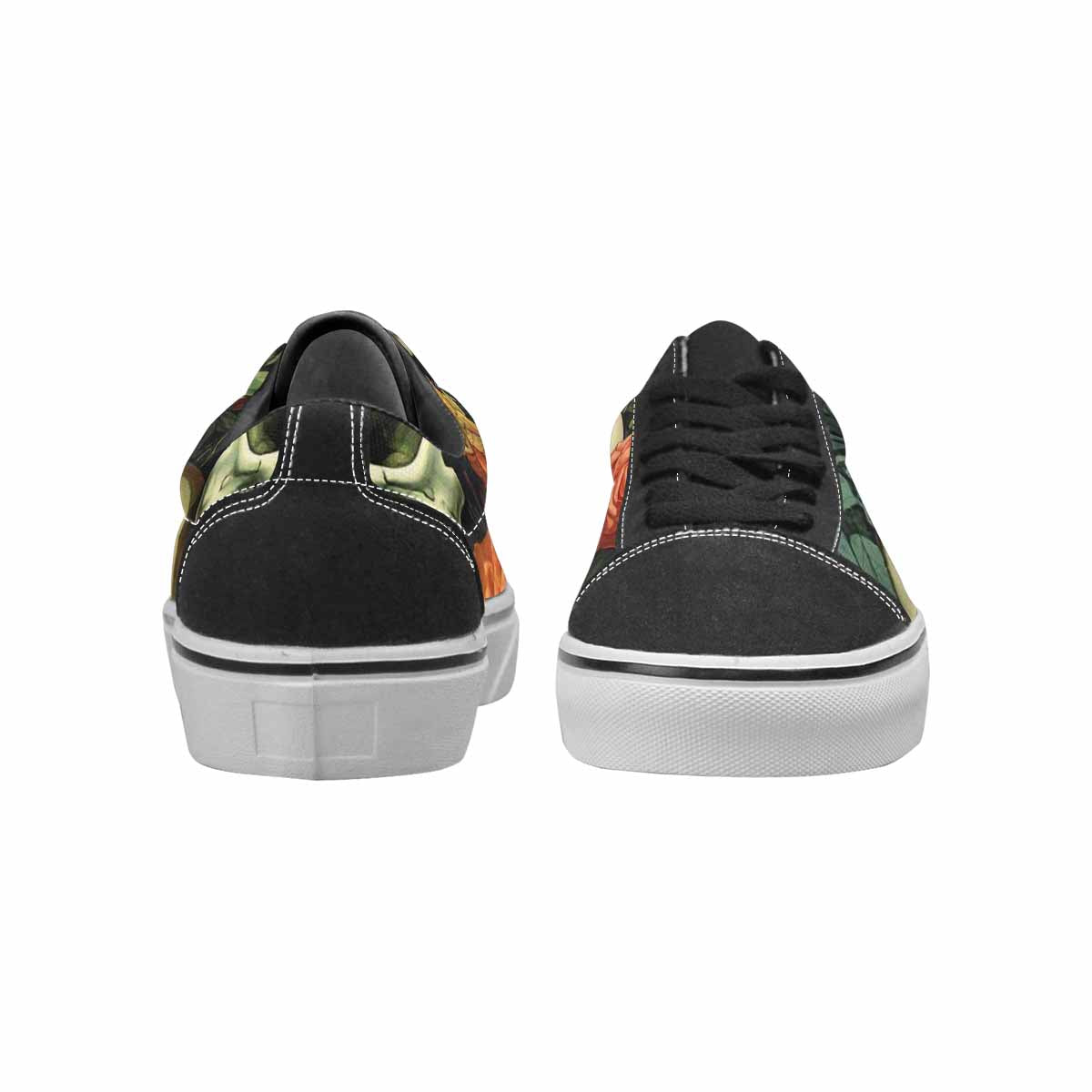 WOMEN'S Skulls  Botanical Skulls Lace-Up Canvas Wallpaper Art Custom Sneakers