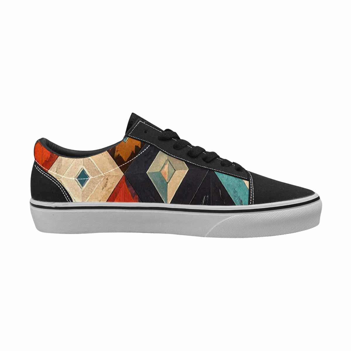 WOMEN'S Southwestern Geometric Diamond Canvas Lace-Up Dreamcore Custom Sneakers