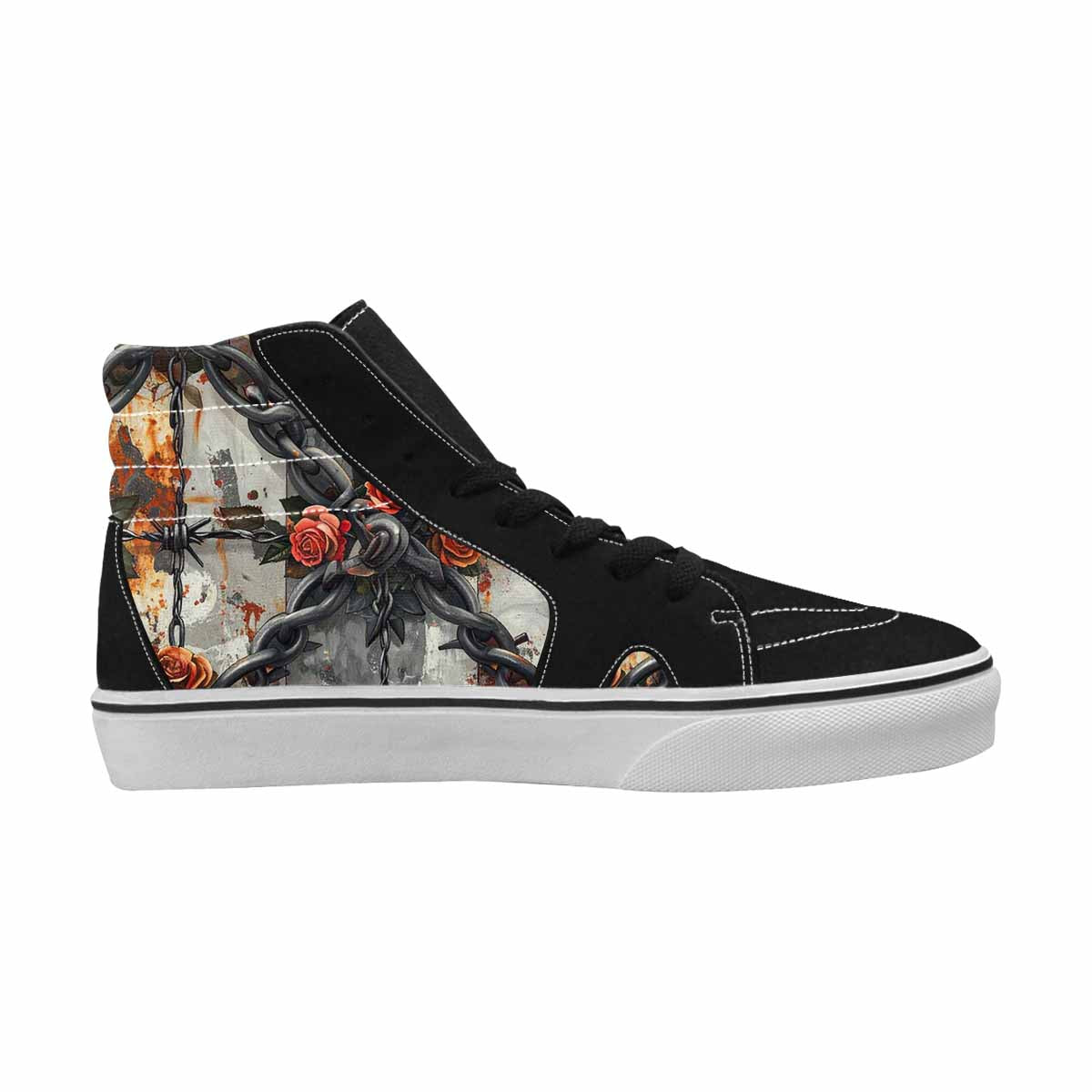 WOMEN'S Barbed Wire Chain High Top Canvas Vivid Custom Sneakers