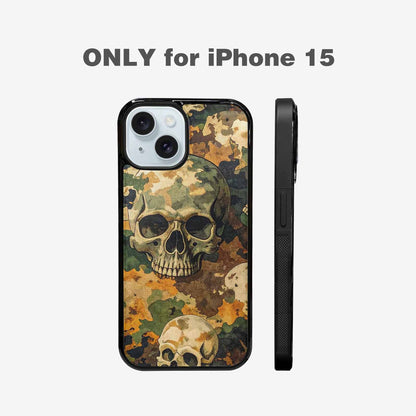 iPhone 15 Case — Military Camo Texture Combined With Distressed, Custom Printed Phone Case