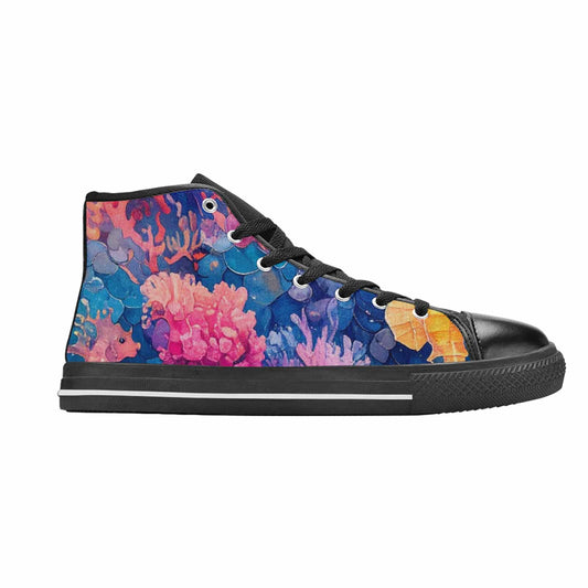 WOMEN'S Fish Scale Coral High Top Canvas Grunge Custom Shoes