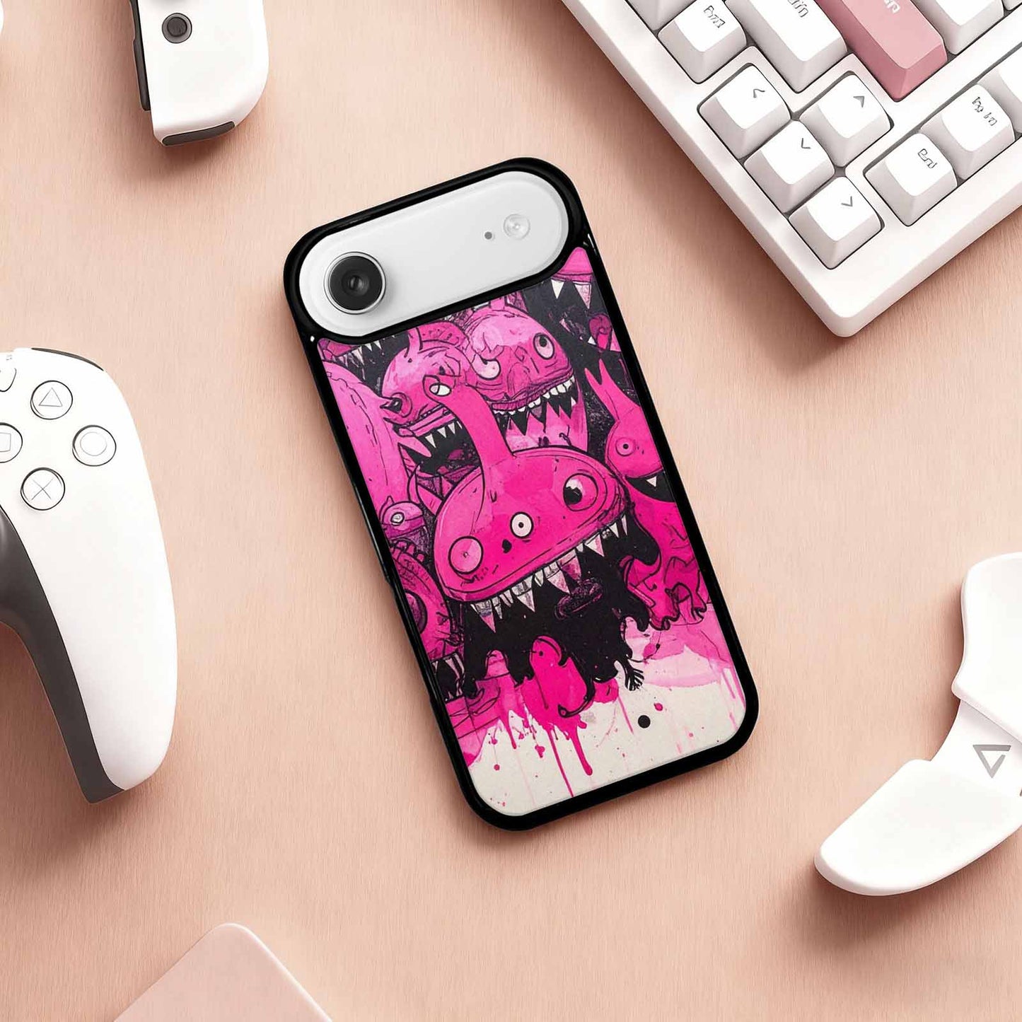 iPhone 17 Air Case — Black Pink Ink Monsters General Cartoon, Custom Made Phone Cover