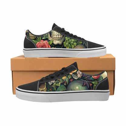 WOMEN'S Skulls  Botanical Skulls Lace-Up Canvas Vivid Custom Sneakers