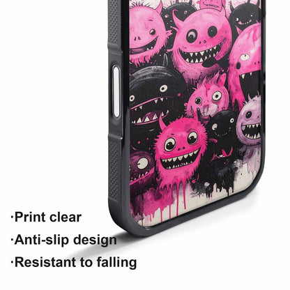 iPhone 17 Pro Max Case — Black &amp; Pink Ink Cartoon Cute, Custom Printed Phone Case