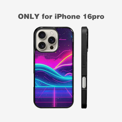 iPhone 16 Pro Case — 1980s Neon Cartoon Art Pattern, Custom Print Case Cover
