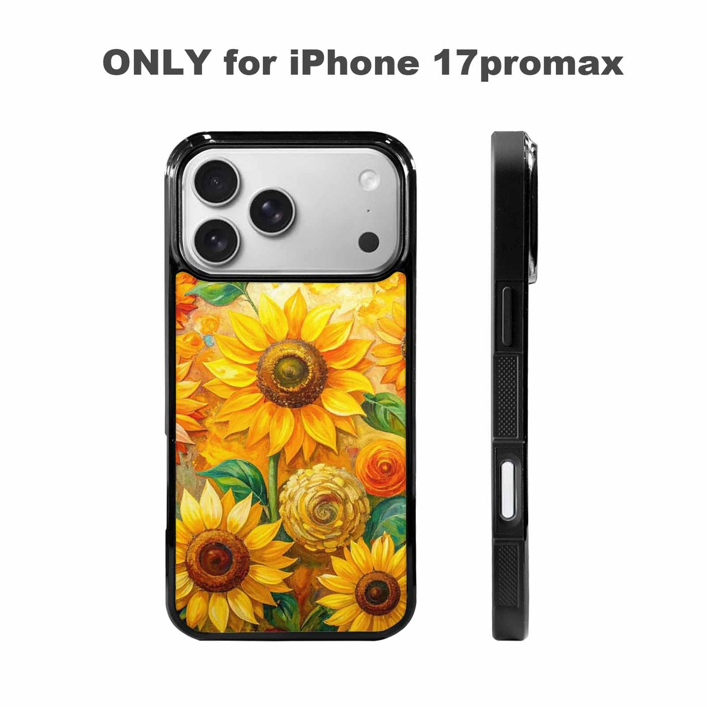 iPhone 17 Pro Max Case — Impressionist Sunflower Brushstroke Pattern Floral, Custom Print Case Cover