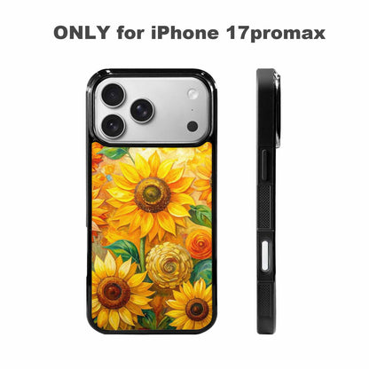 iPhone 17 Pro Max Case — Impressionist Sunflower Brushstroke Pattern Floral, Custom Print Case Cover