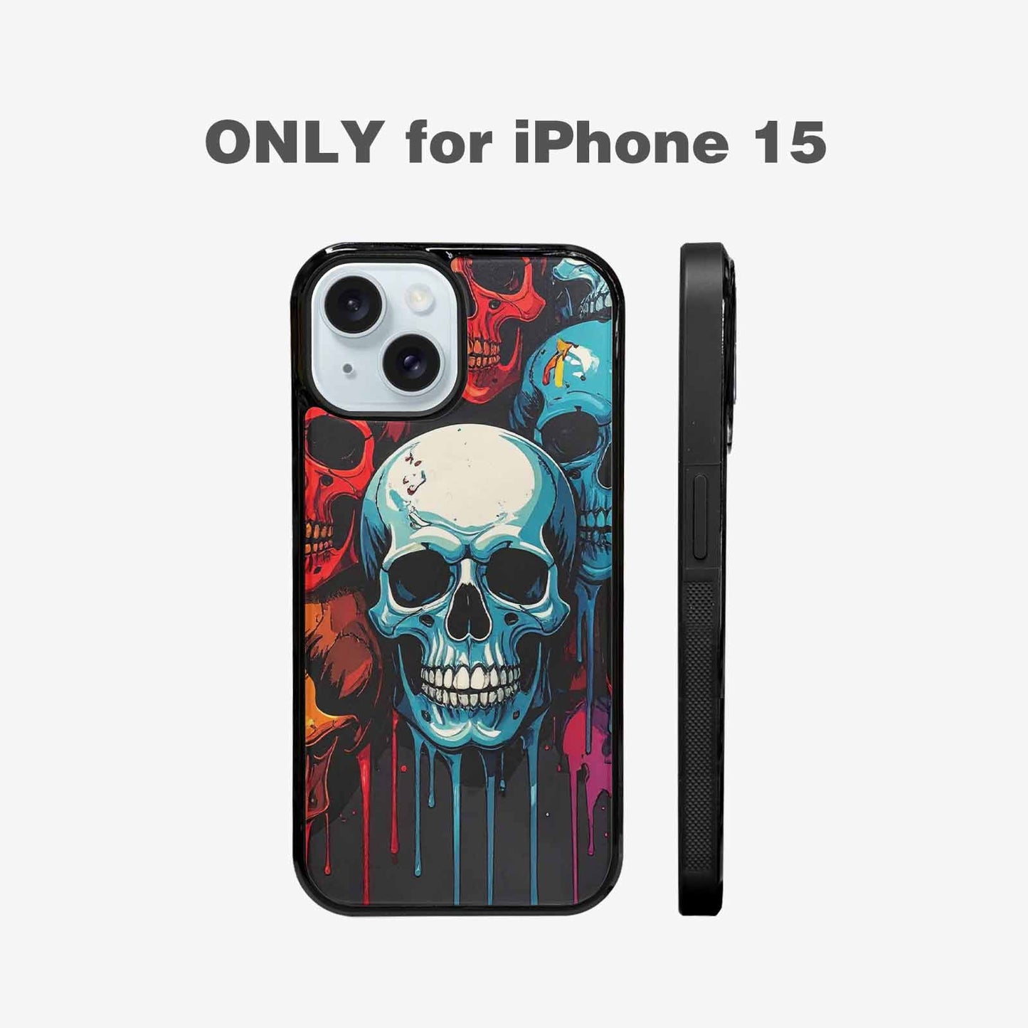 iPhone 15 Case — Dripping Skulls Collage Custom, Custom Made Phone Cover