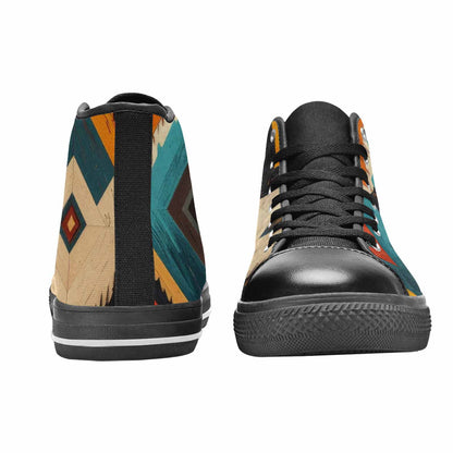 MEN'S Southwestern Geometric Diamond High Top Canvas Vivid Sneakers