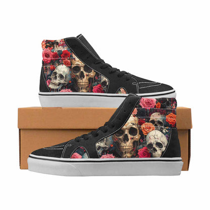WOMEN'S Skulls High Top Canvas Artist-designed Wallpaper Art Custom Canvas Shoes