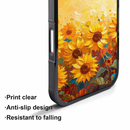 iPhone 17 Air Case — Impressionist Sunflower Brushstroke Pattern Hundreds Floral, Custom Designed Case Cover