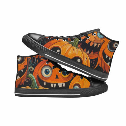 WOMEN'S Cartoon Pumpkin Monster High Top Canvas Vibrant Chaos Custom Sneakers