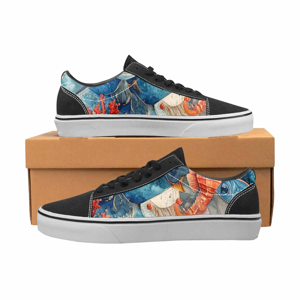 MEN'S Fish Scale Coral Canvas Lace-Up Aesthetic Shoes