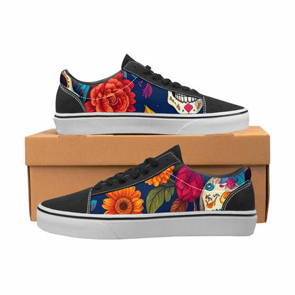 WOMEN'S Sunflower Skulls Print Canvas Lace-Up Vivid Shoes