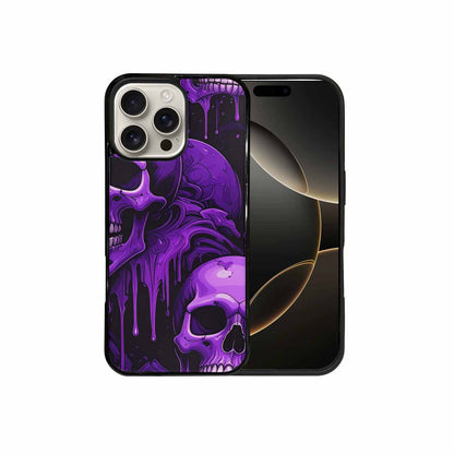 iPhone 16 Pro Max Case — Monochrome Purple Skeletons Neon Drip Melting, Custom Designed Case Cover