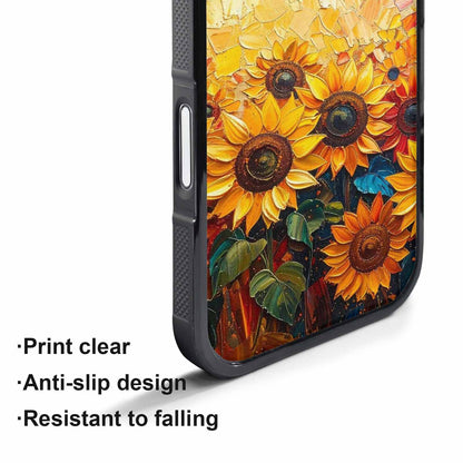 iPhone 17 Pro Max Case — Impressionist Sunflower Brushstroke Pattern Floral, Unique Phone Case Design