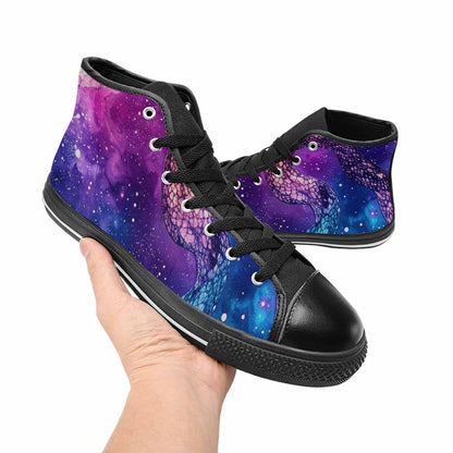 MEN'S Galaxy Snake Print High Top Canvas Dark Academia Custom Sneakers