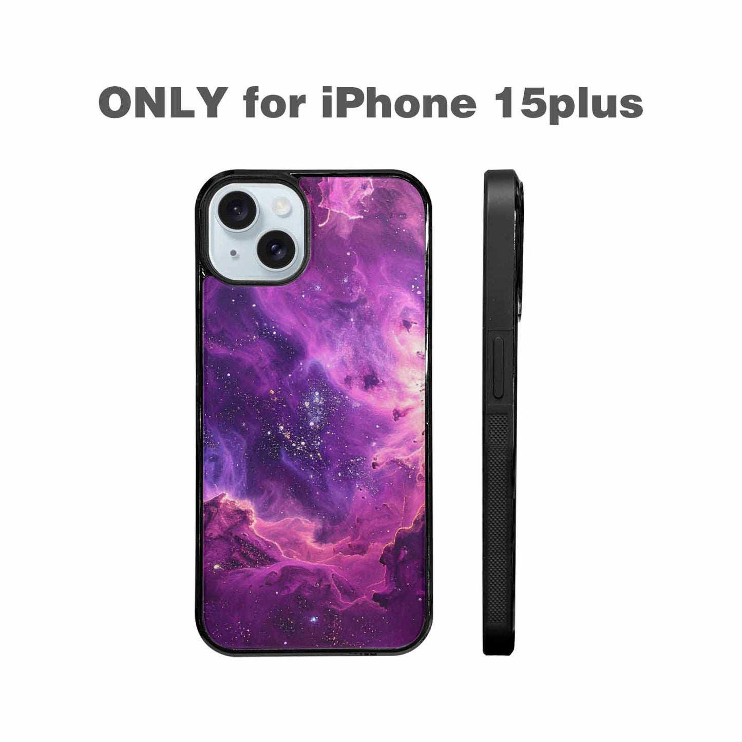 iPhone 15 Plus Case — Purple Color Tones Nebula Texture With, Unique Phone Case Design