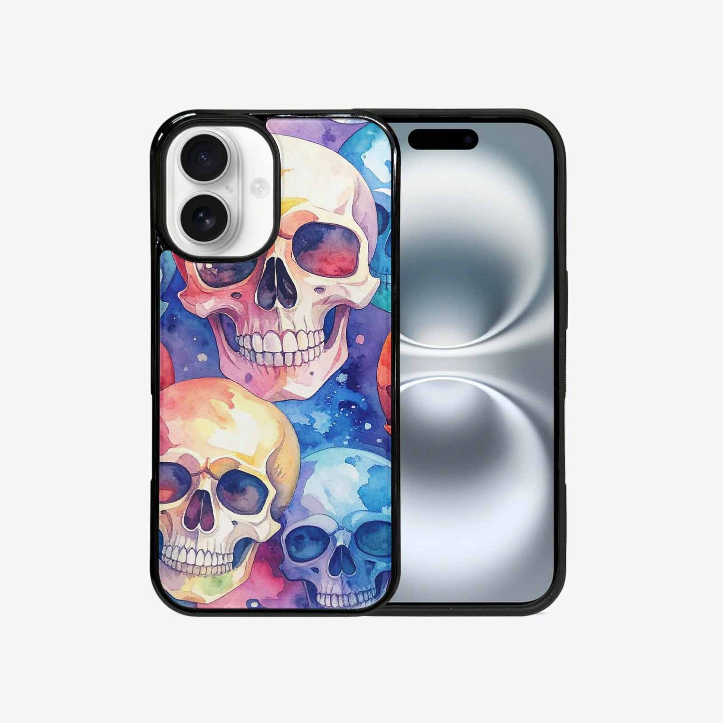 iPhone 16 Case — Kulls Watercolor Skulls Small Skull Pattern, Custom Phone Case