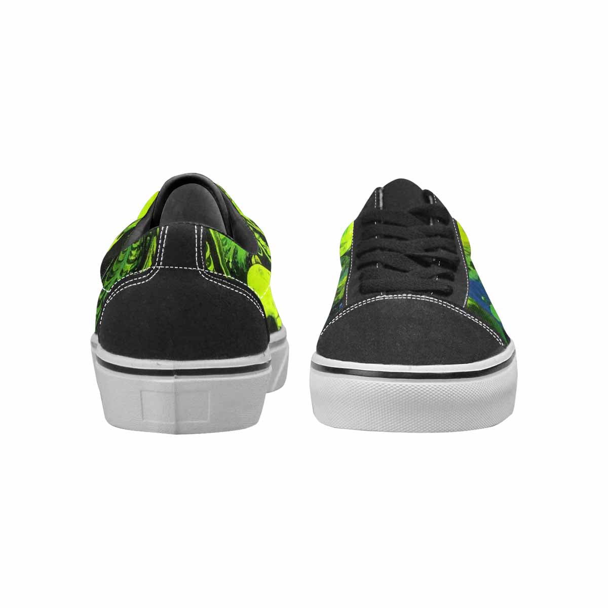 WOMEN'S Skeletons  Neon Green Lace-Up Canvas Grunge Custom Shoes