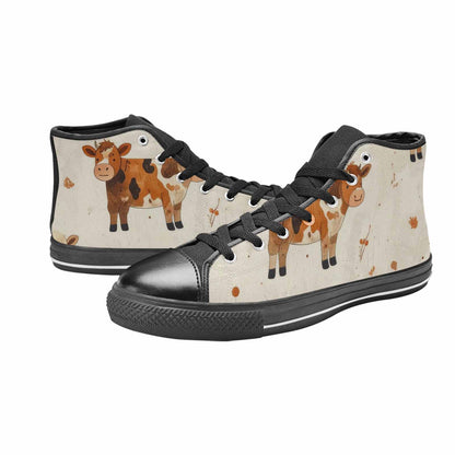 MEN'S Cow Animal Print High Top Canvas Surreal Custom Sneakers