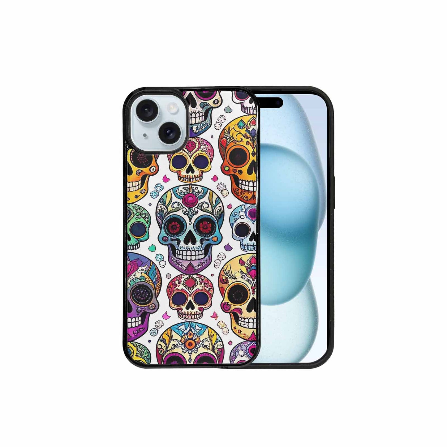 iPhone 15 Plus Case — Vibrant Skull Seamless, Custom Designed Case Cover