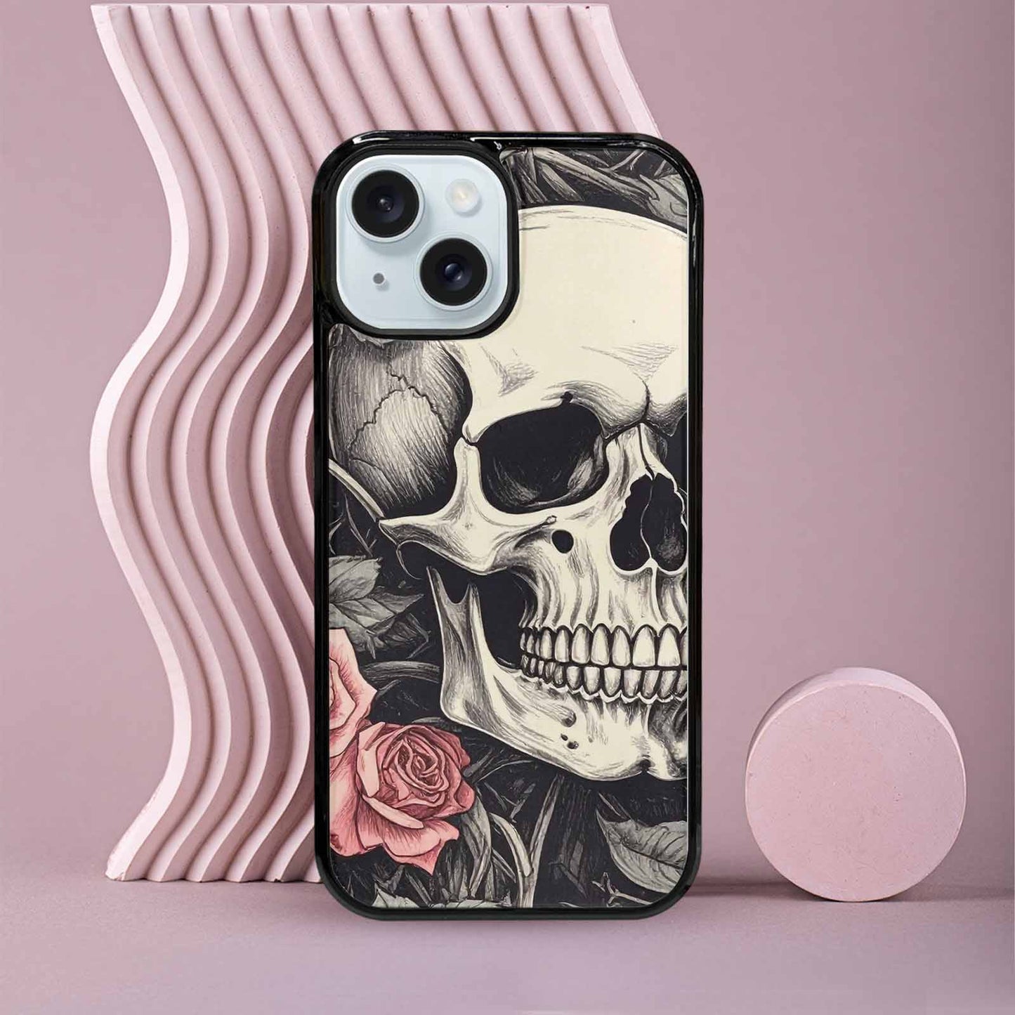 iPhone 15 Case — 20 Skulls Overlapping Seamless Tileable Pattern, Custom Printed Phone Case