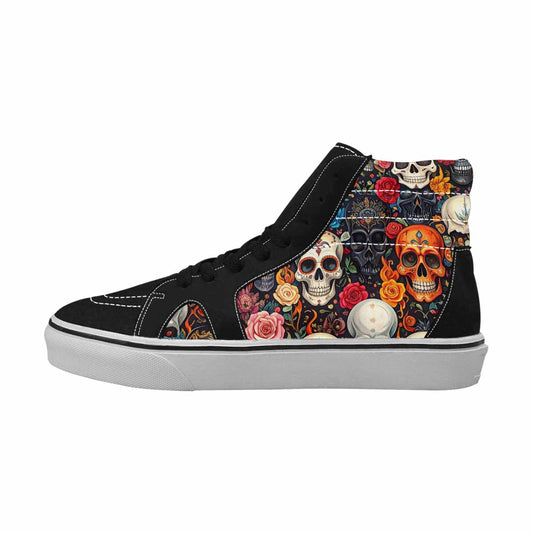 WOMEN'S Skull High Top Canvas Vibrant Chaos Custom Sneakers