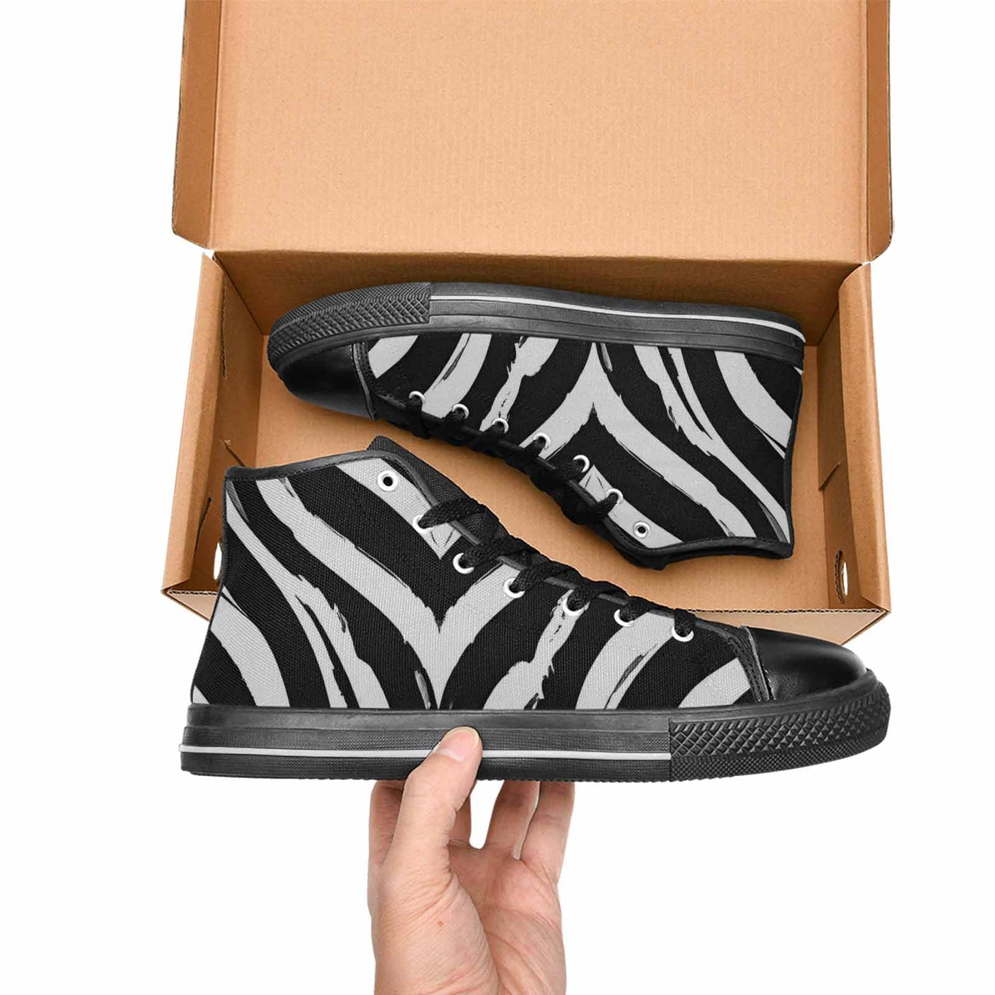 WOMEN'S Classic Zebra Print High Top Canvas Vivid Custom Sneakers