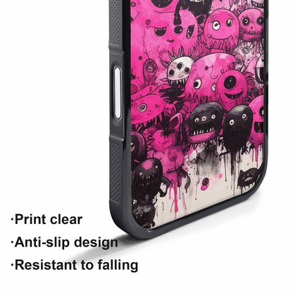 iPhone 17 Pro Max Case — Black &amp; Pink Ink Cartoon Cute, Customized Protective Case
