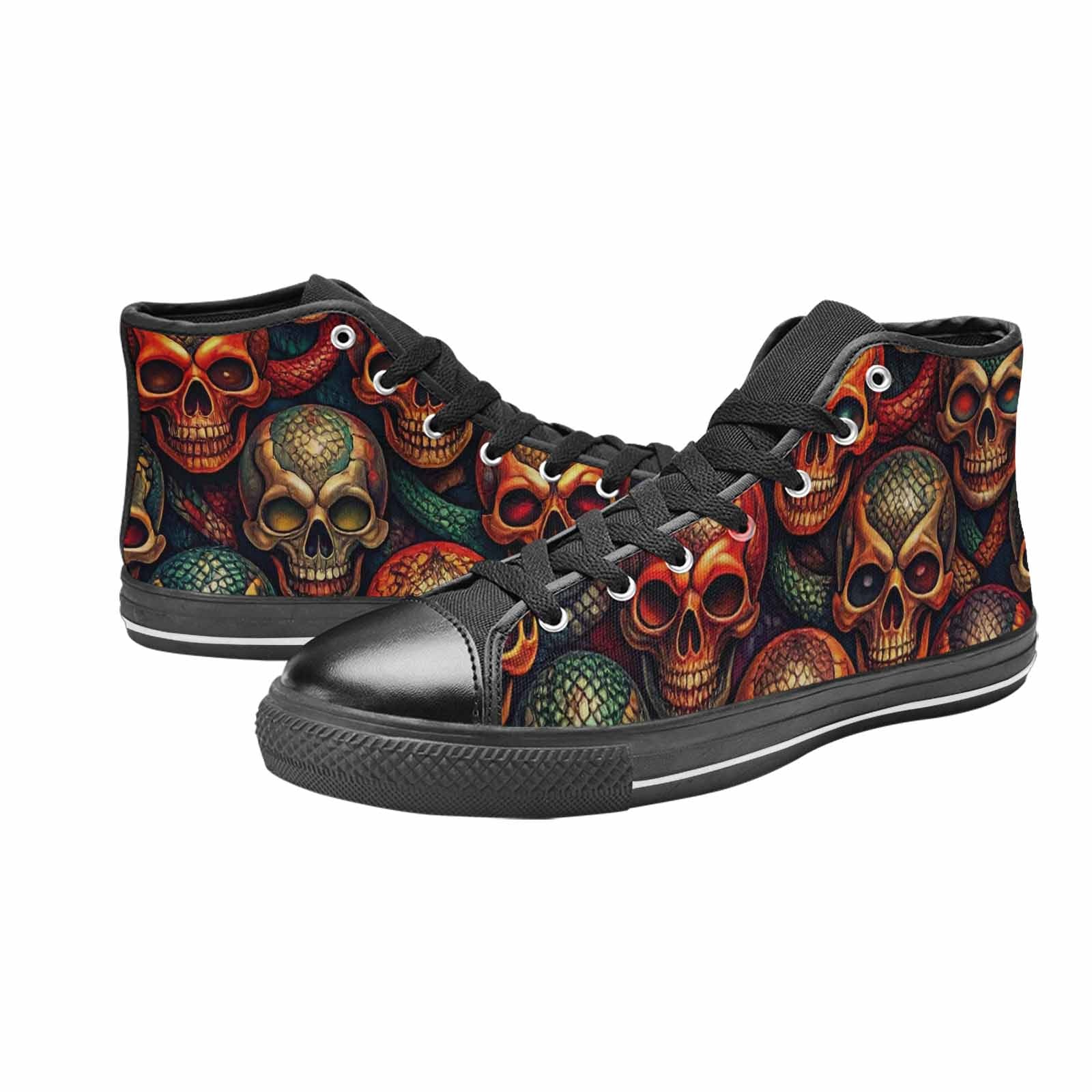 WOMEN'S Snake Skulls Print High Top Canvas Neon Fantasy Sneakers