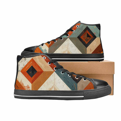 MEN'S Southwestern Geometric Diamond High Top Canvas Cottagecore Custom Sneakers