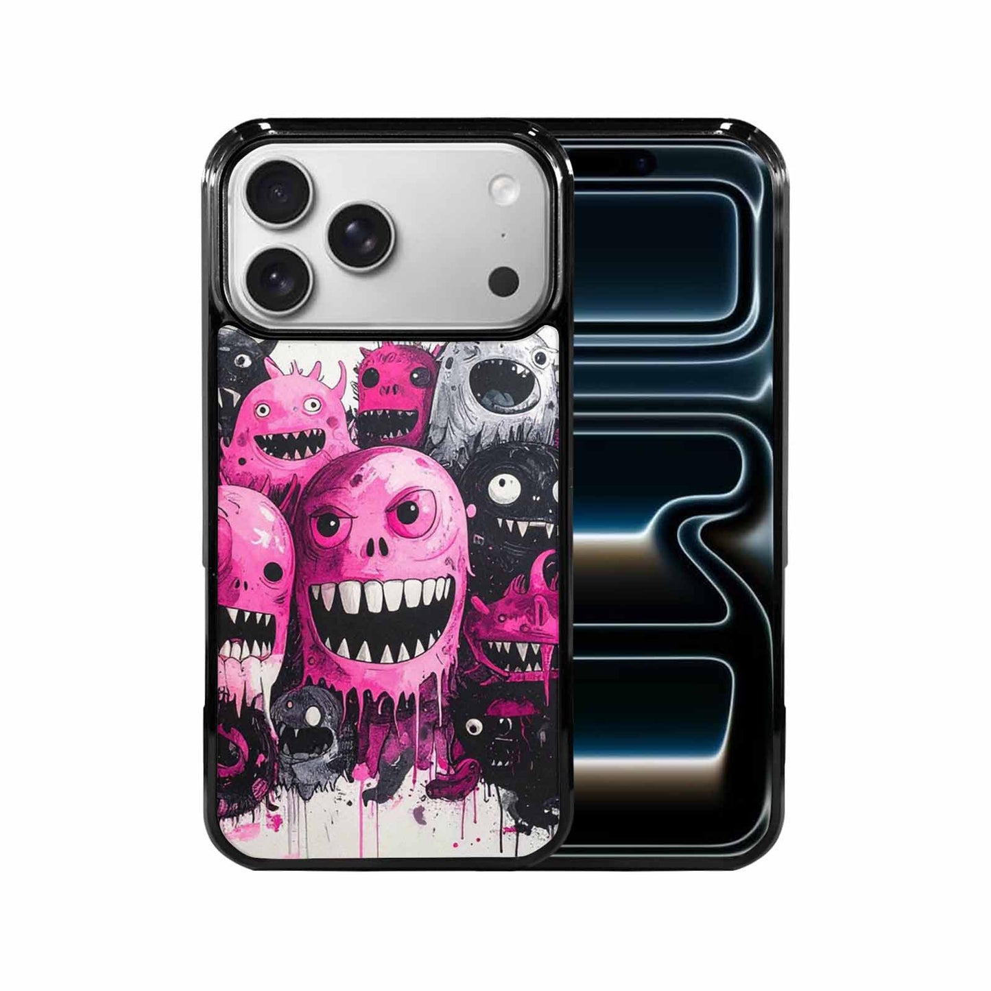 iPhone 17 Pro Max Case — Black &amp; Pink Ink Cartoon Cute, Original Design Phone Case