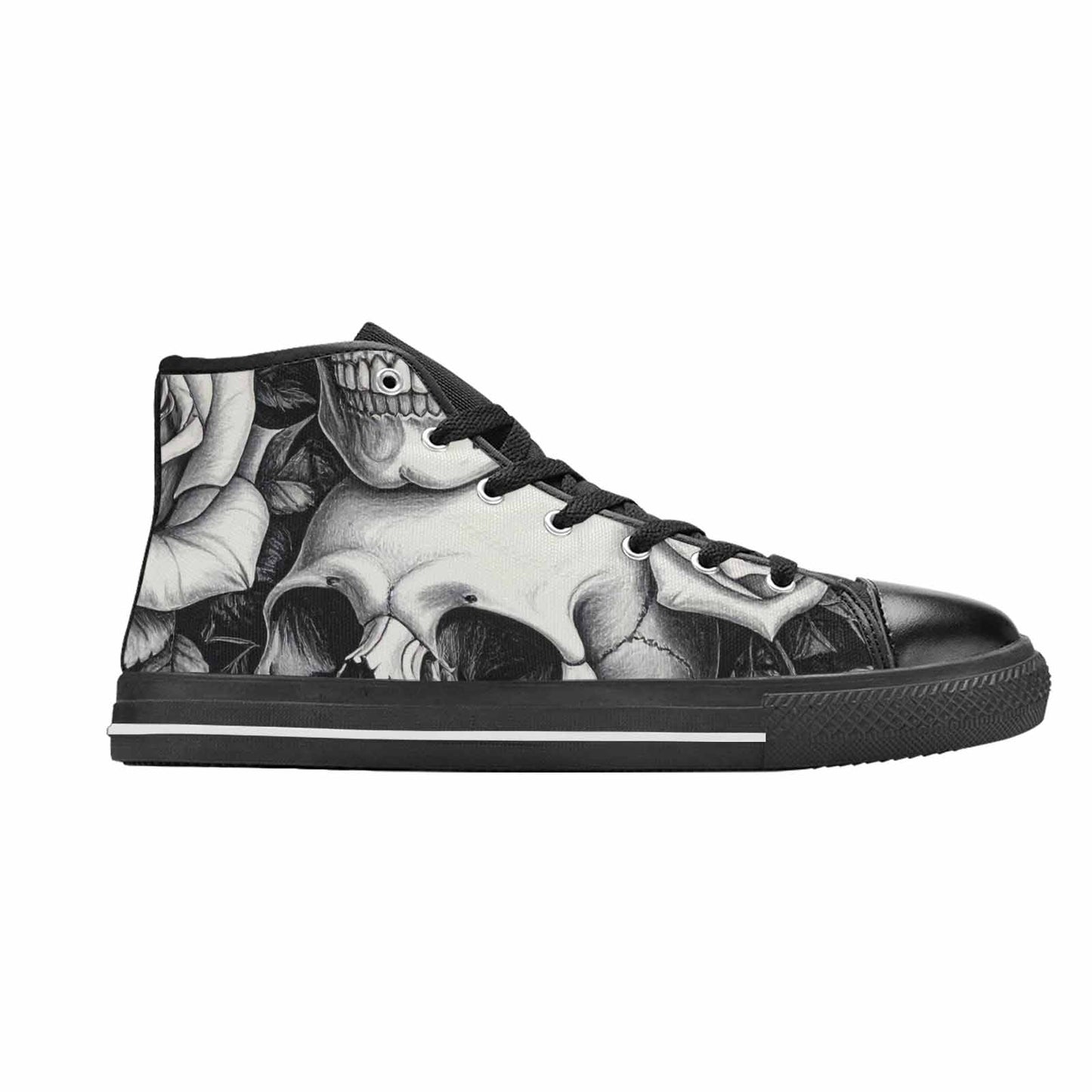 MEN'S Skulls Roses Pen Ink High Top Canvas Vivid Sneakers